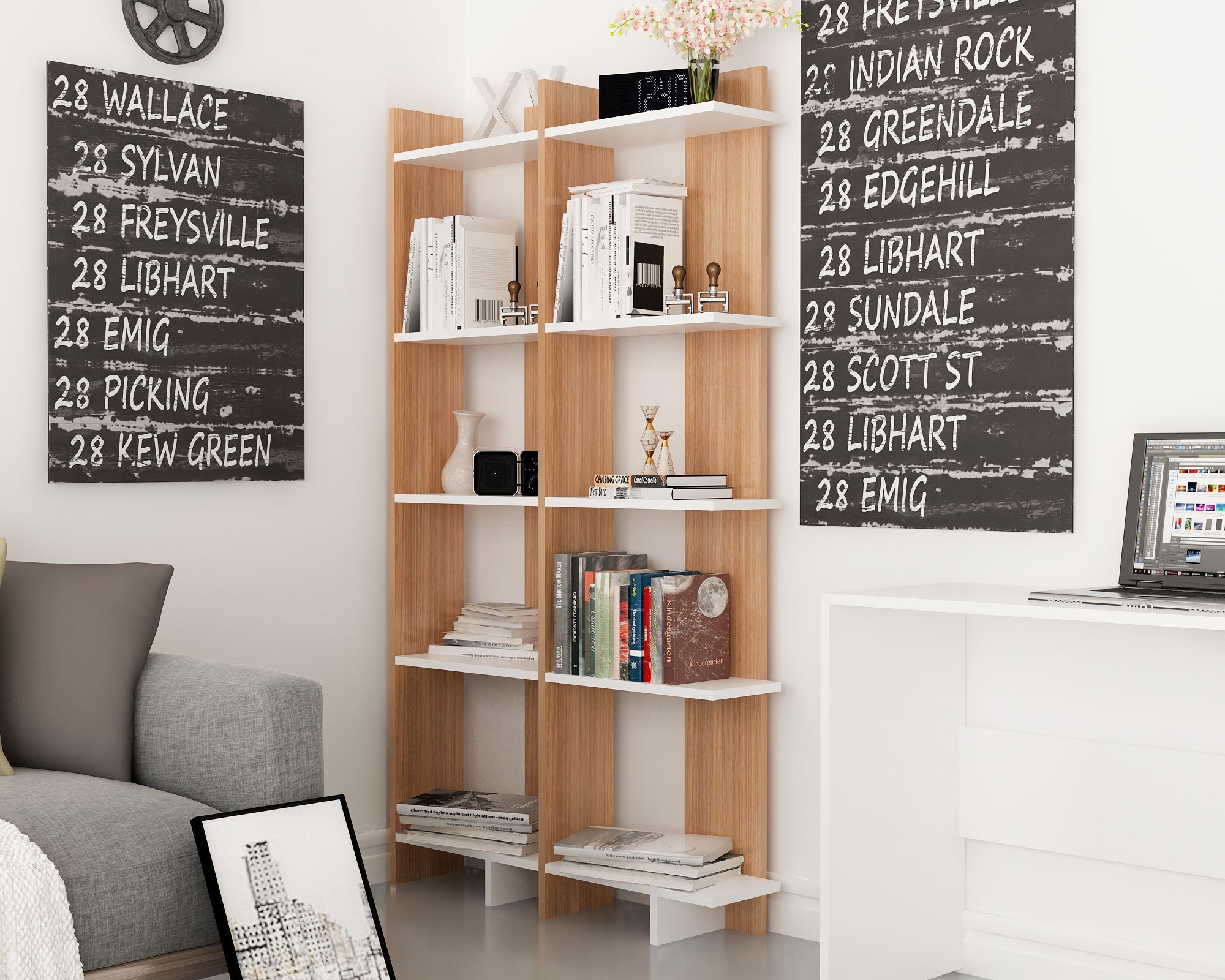 Alice 5-Tier Corner Bookcase