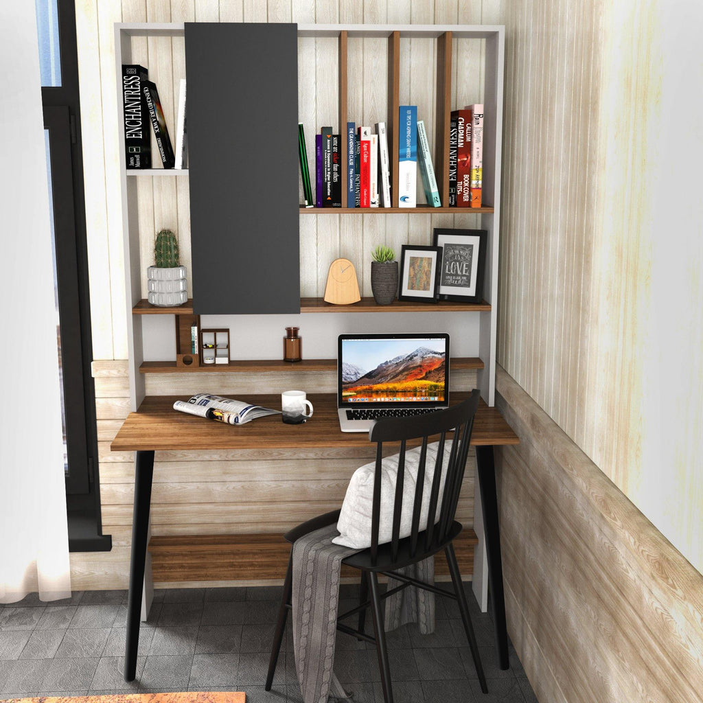 Credenza Desk with Cabinet & Shelves, 47" Wide