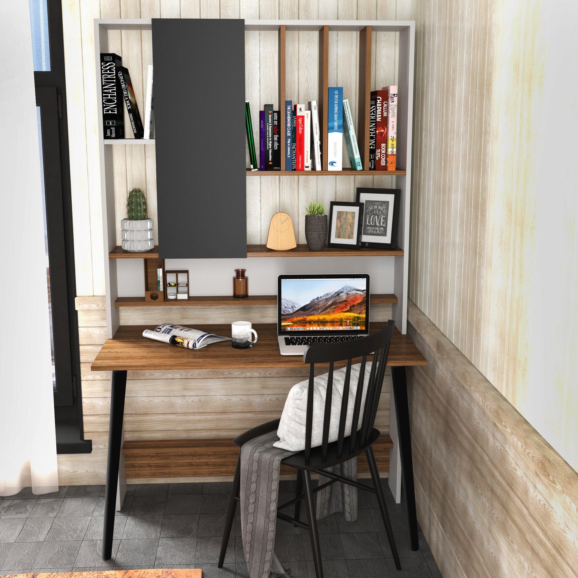 Credenza Desk with Cabinet & Shelves, 47" Wide