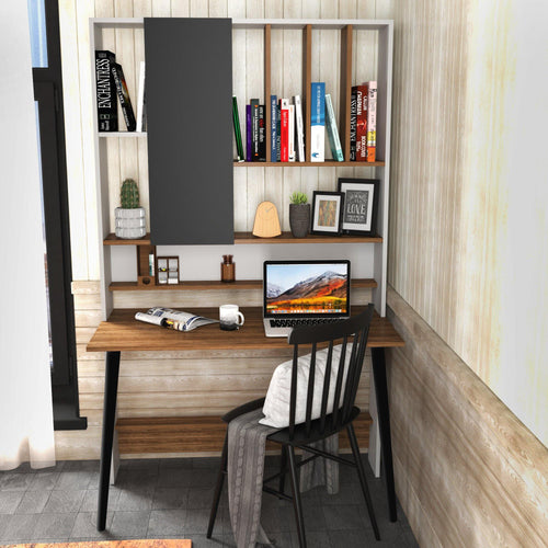 Credenza Desk with Cabinet & Shelves, 47" Wide