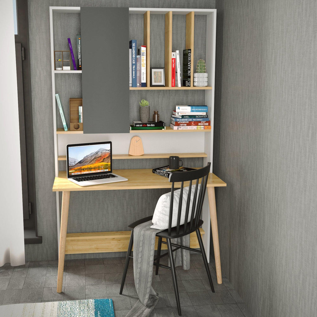 Credenza Desk with Cabinet & Shelves, 47" Wide