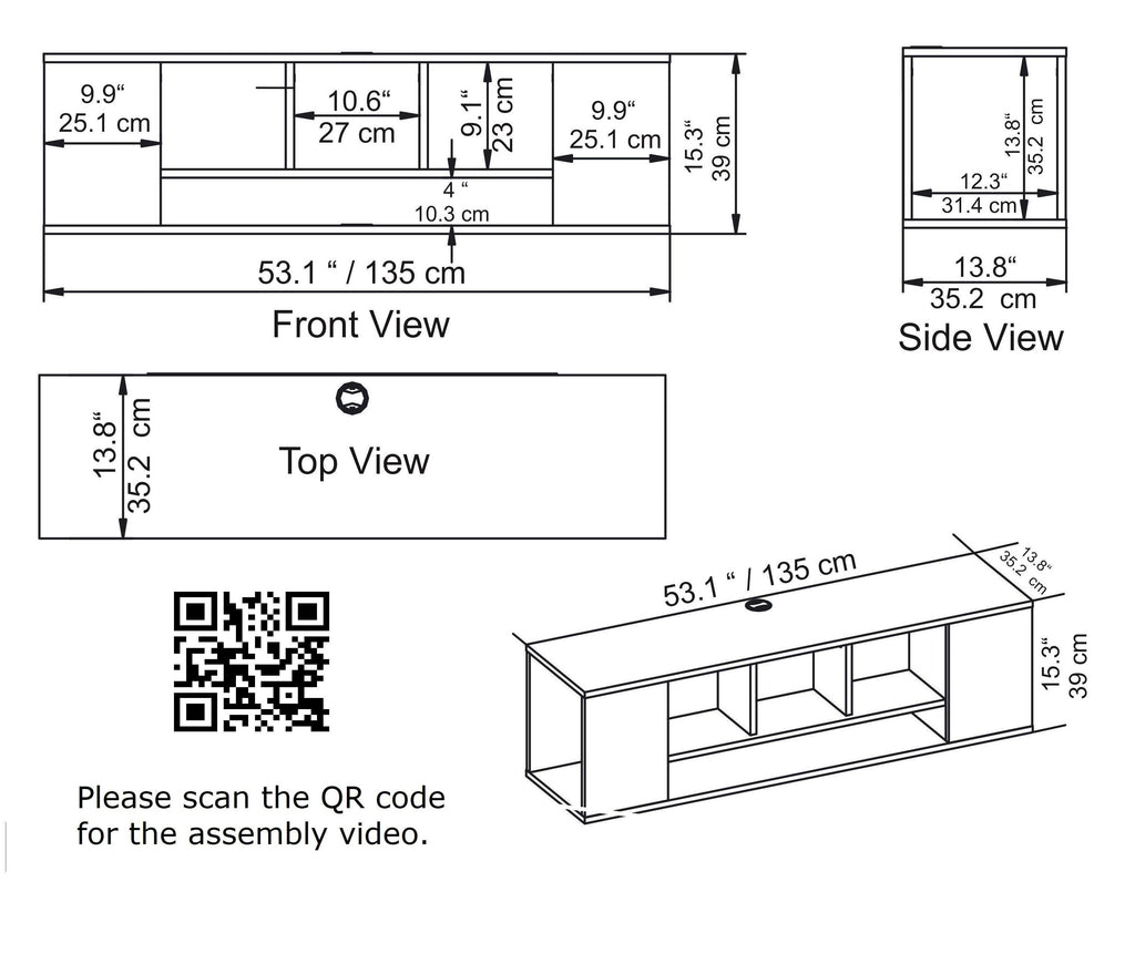 Paldi 53" Floating Media Console