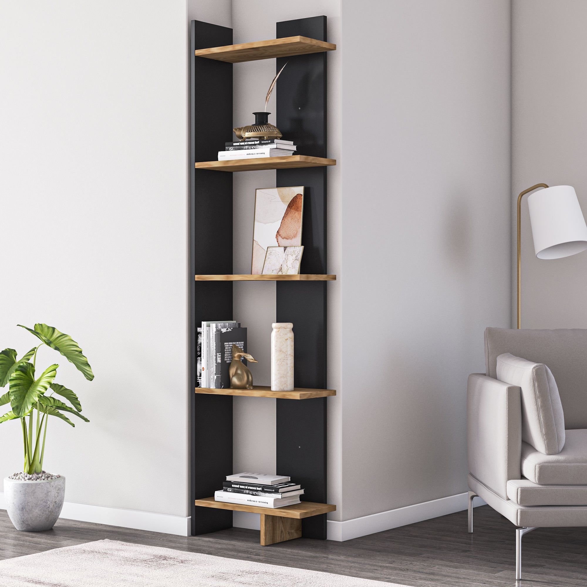 Alice 5-Tier Corner Bookcase