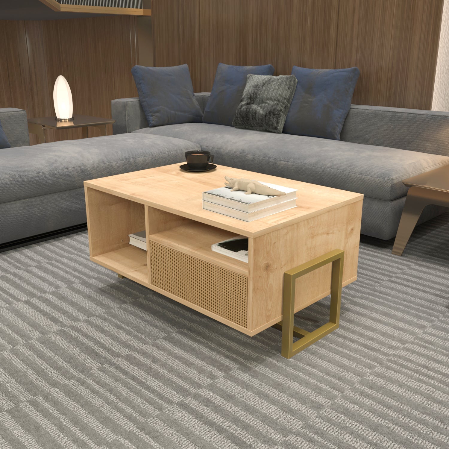 Utopia Storage Coffee Table with Cabinet, 35"