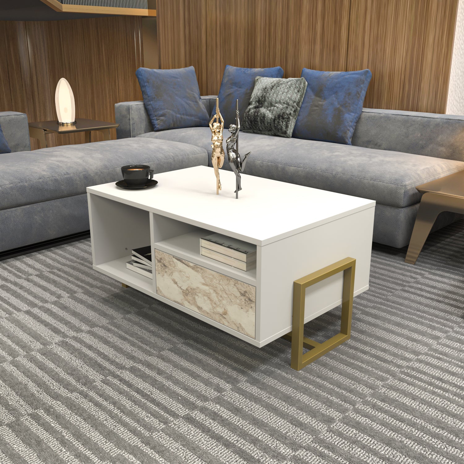 Utopia Storage Coffee Table with Cabinet, 35"