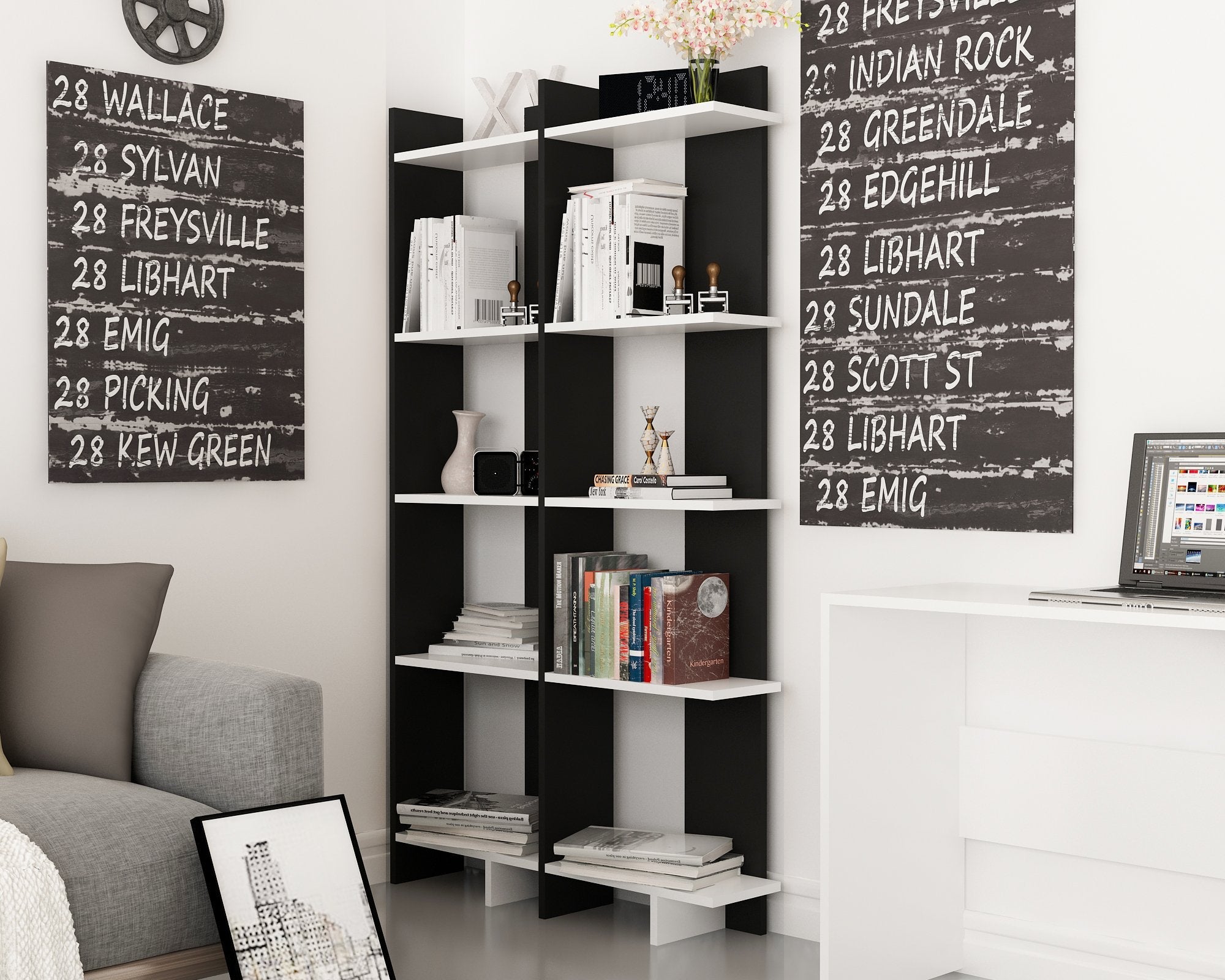 Alice 5-Tier Corner Bookcase