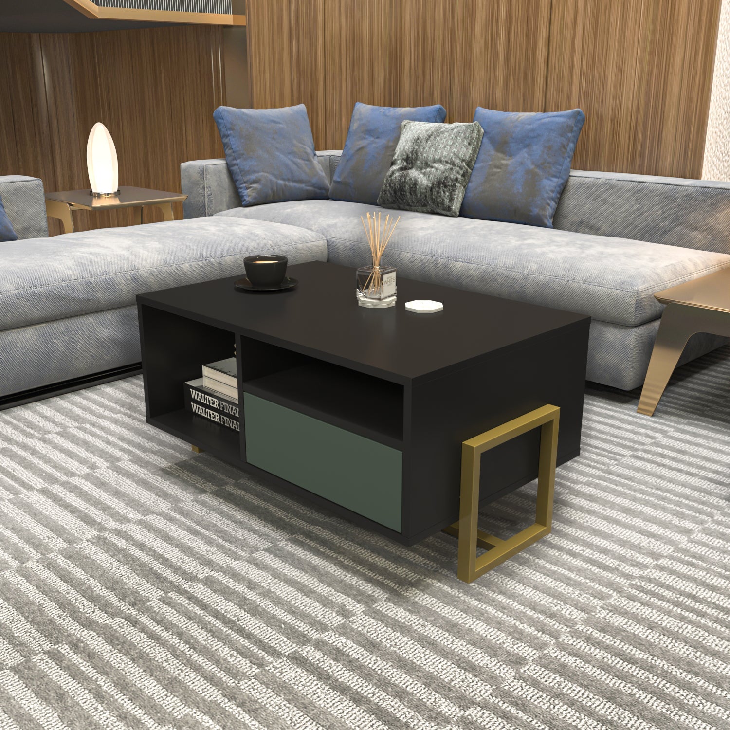 Utopia Storage Coffee Table with Cabinet, 35"