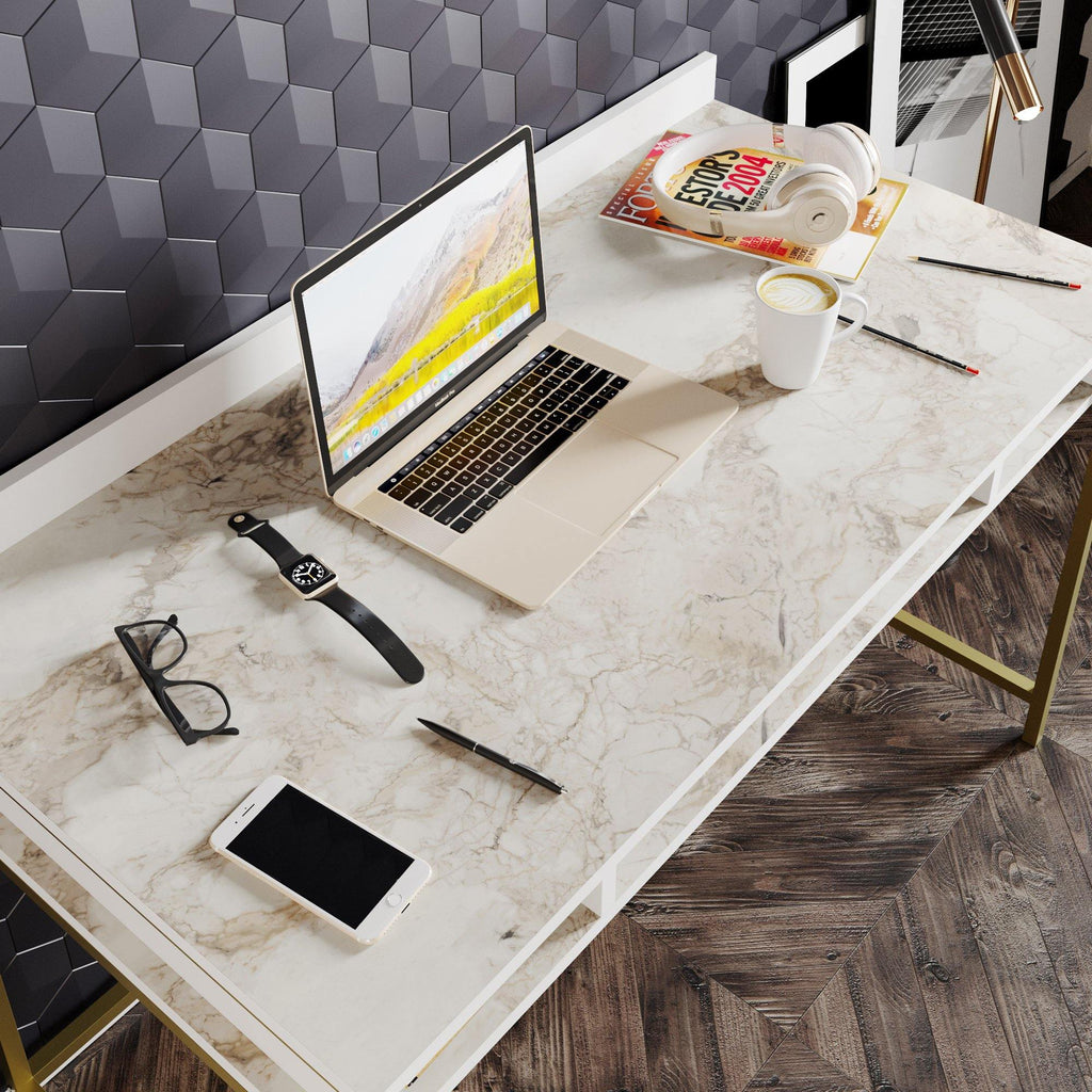 Tumata 47" Desk with Open Shelves & Metal Frame