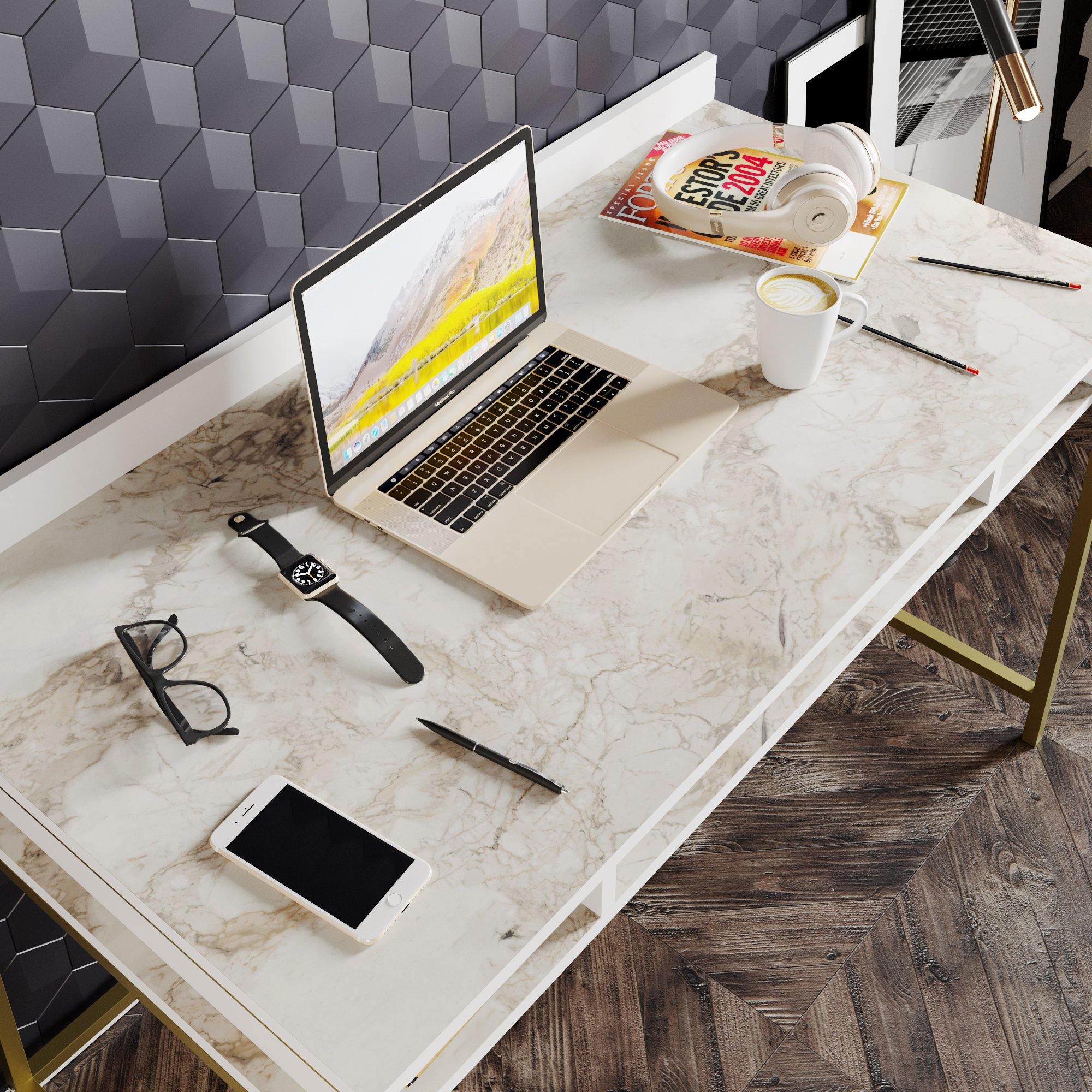 Tumata 47" Desk with Open Shelves & Metal Frame
