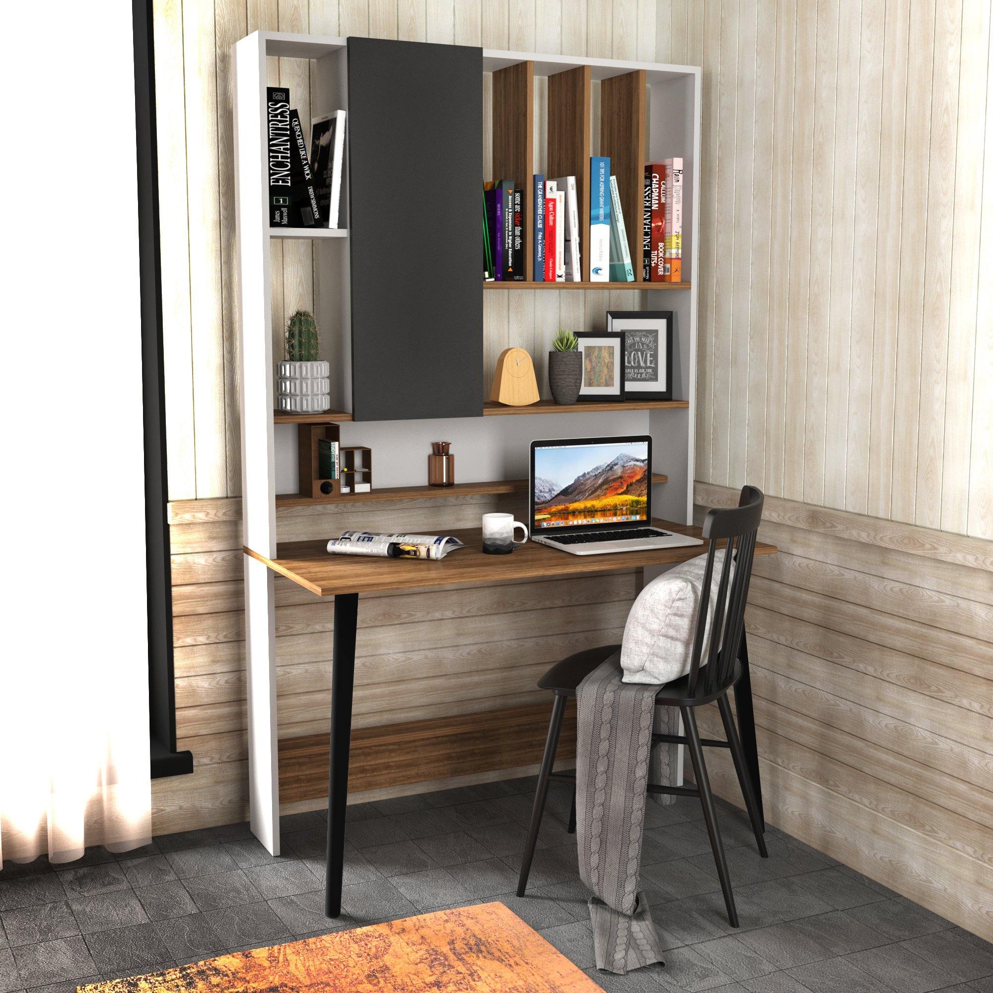 Credenza Desk with Cabinet & Shelves, 47" Wide