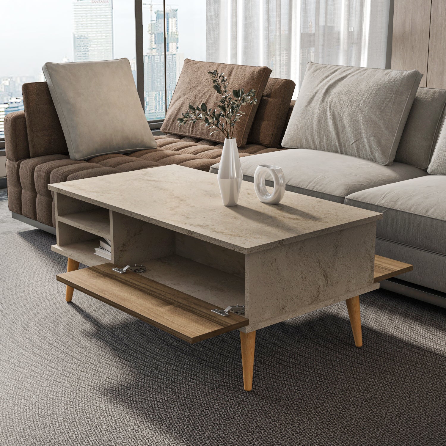 Como Hidden-Storage Coffee Table