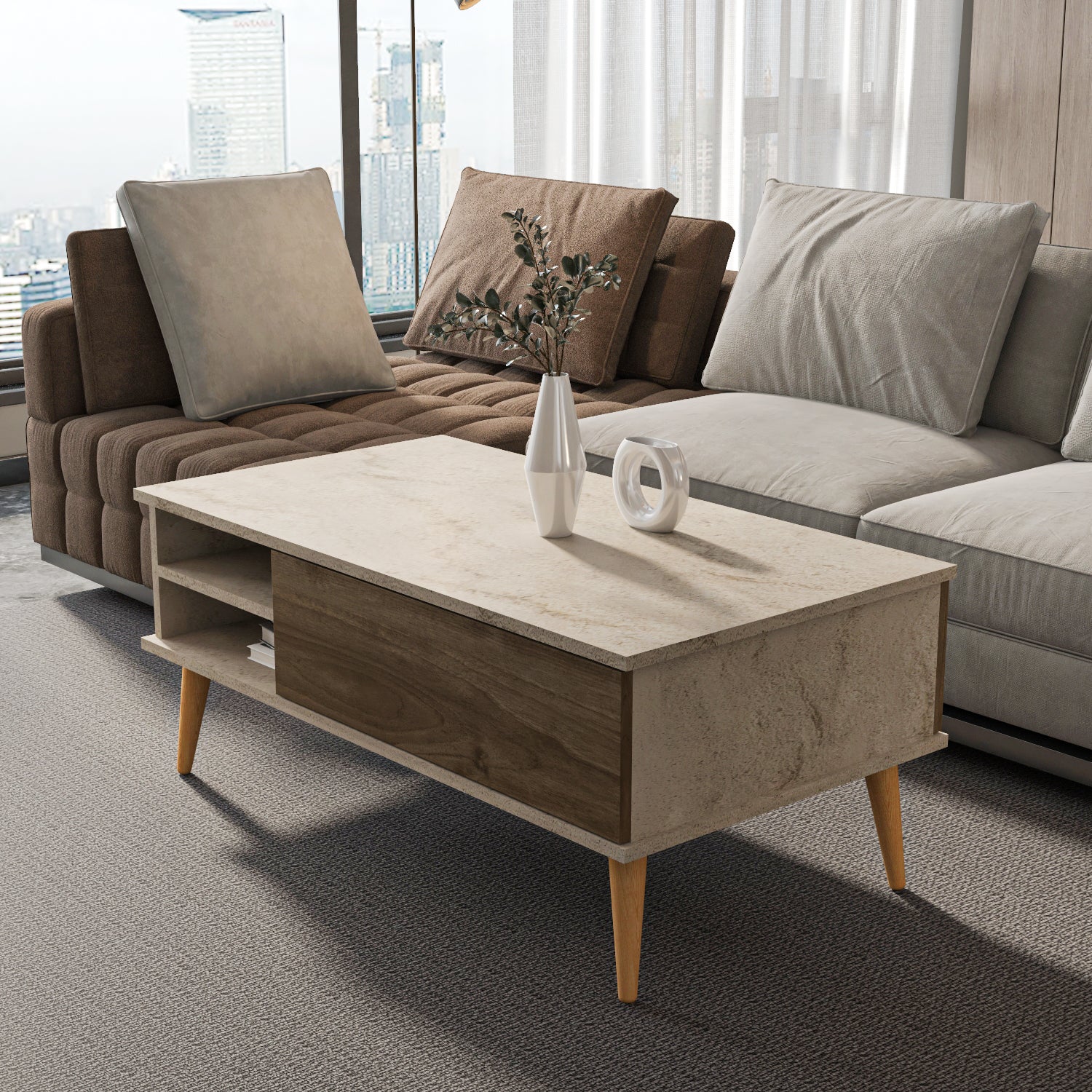 Como Hidden-Storage Coffee Table