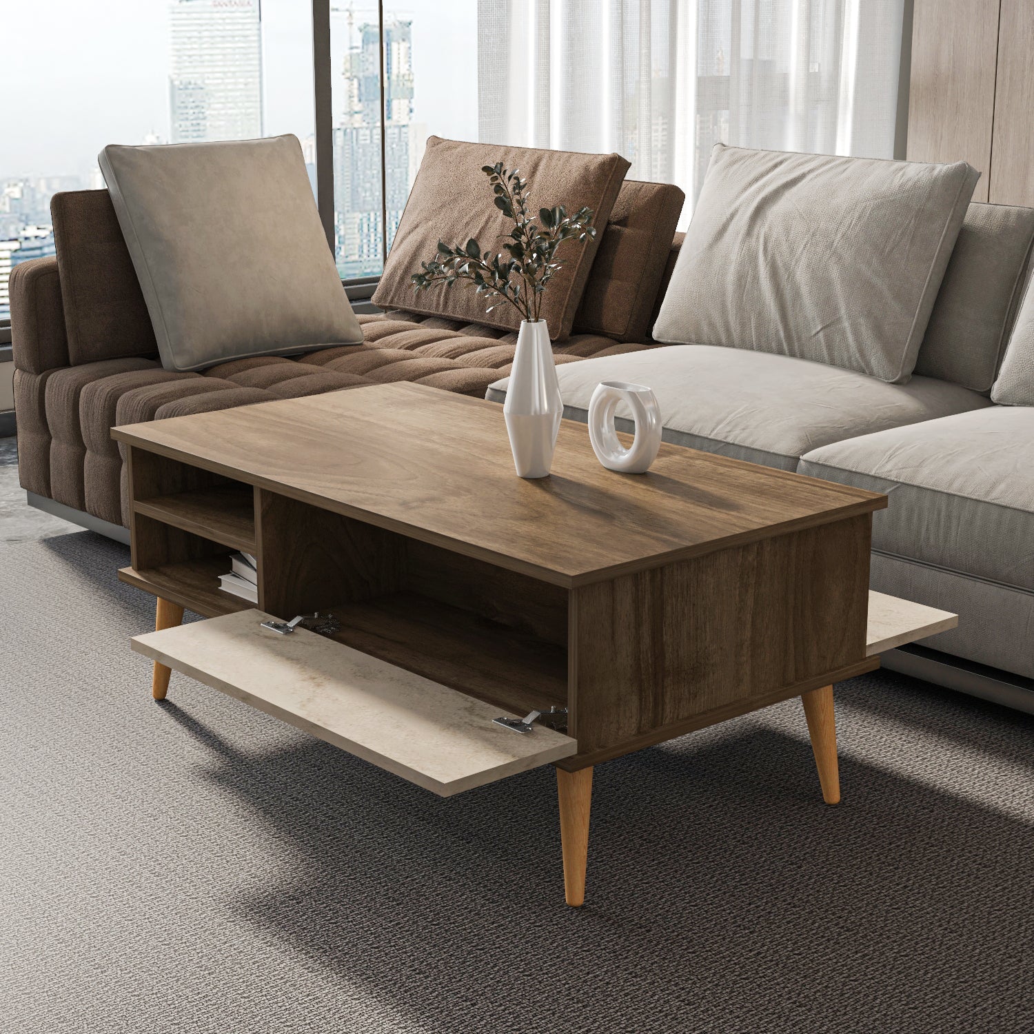 Como Hidden-Storage Coffee Table