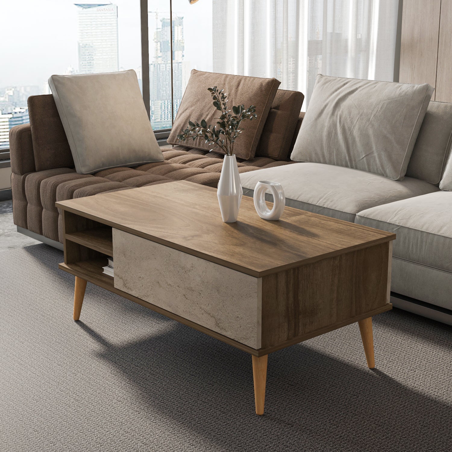 Como Hidden-Storage Coffee Table
