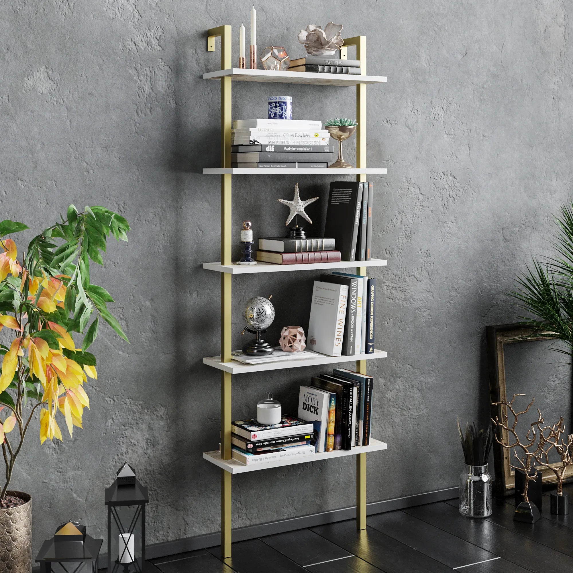 Piante 68" Ladder Bookcase, 5 Shelves