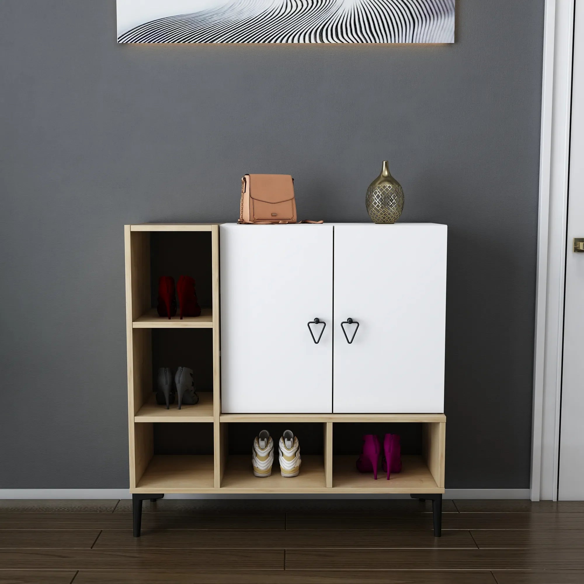Platin Shoe Cabinet with Open Shelves, 39"
