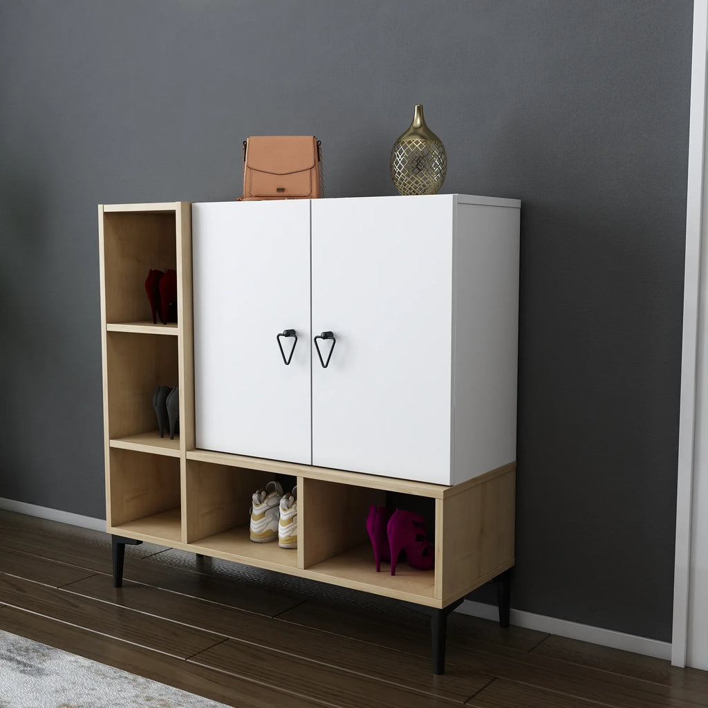 Platin Shoe Cabinet with Open Shelves, 39"