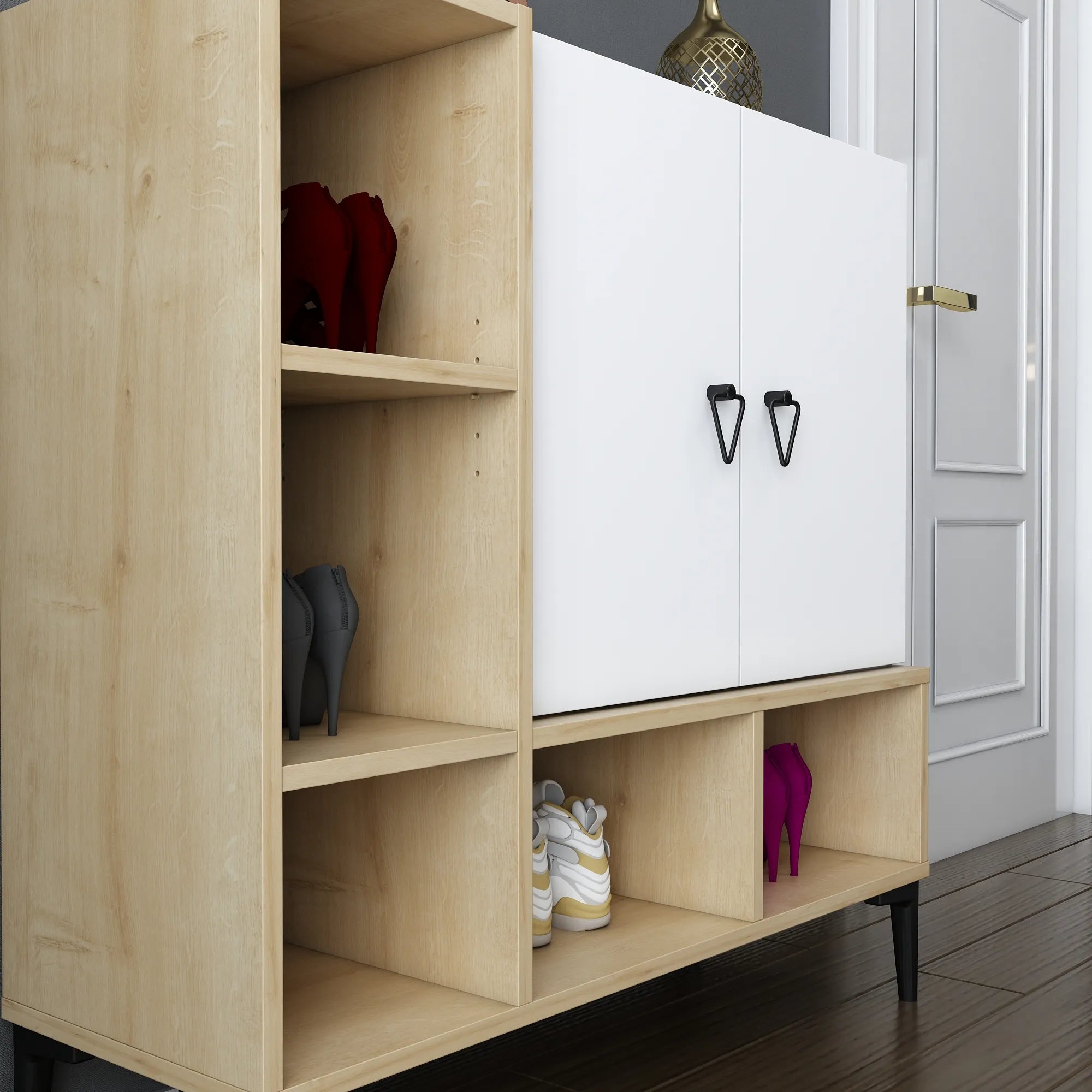 Platin Shoe Cabinet with Open Shelves, 39"