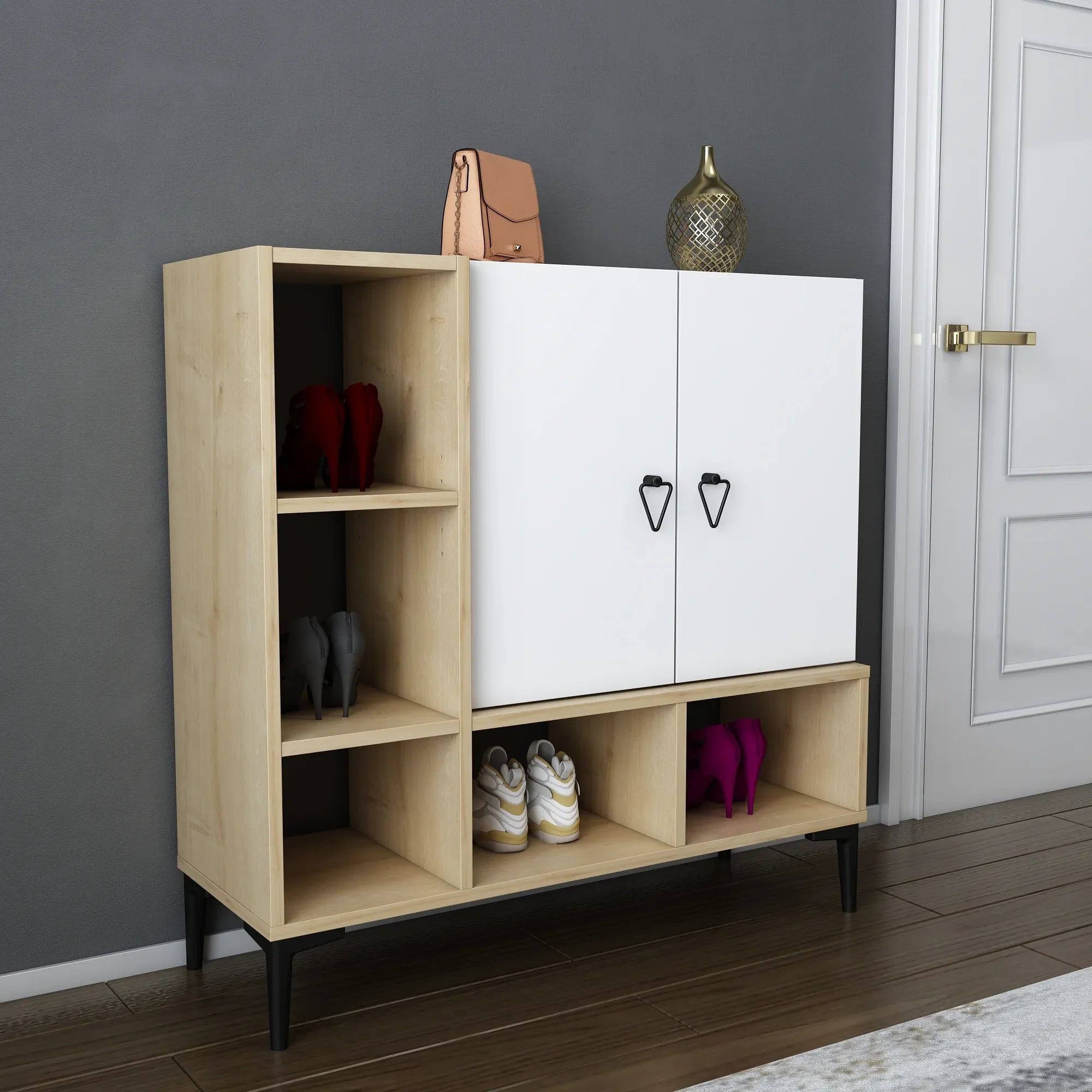 Platin Shoe Cabinet with Open Shelves, 39"