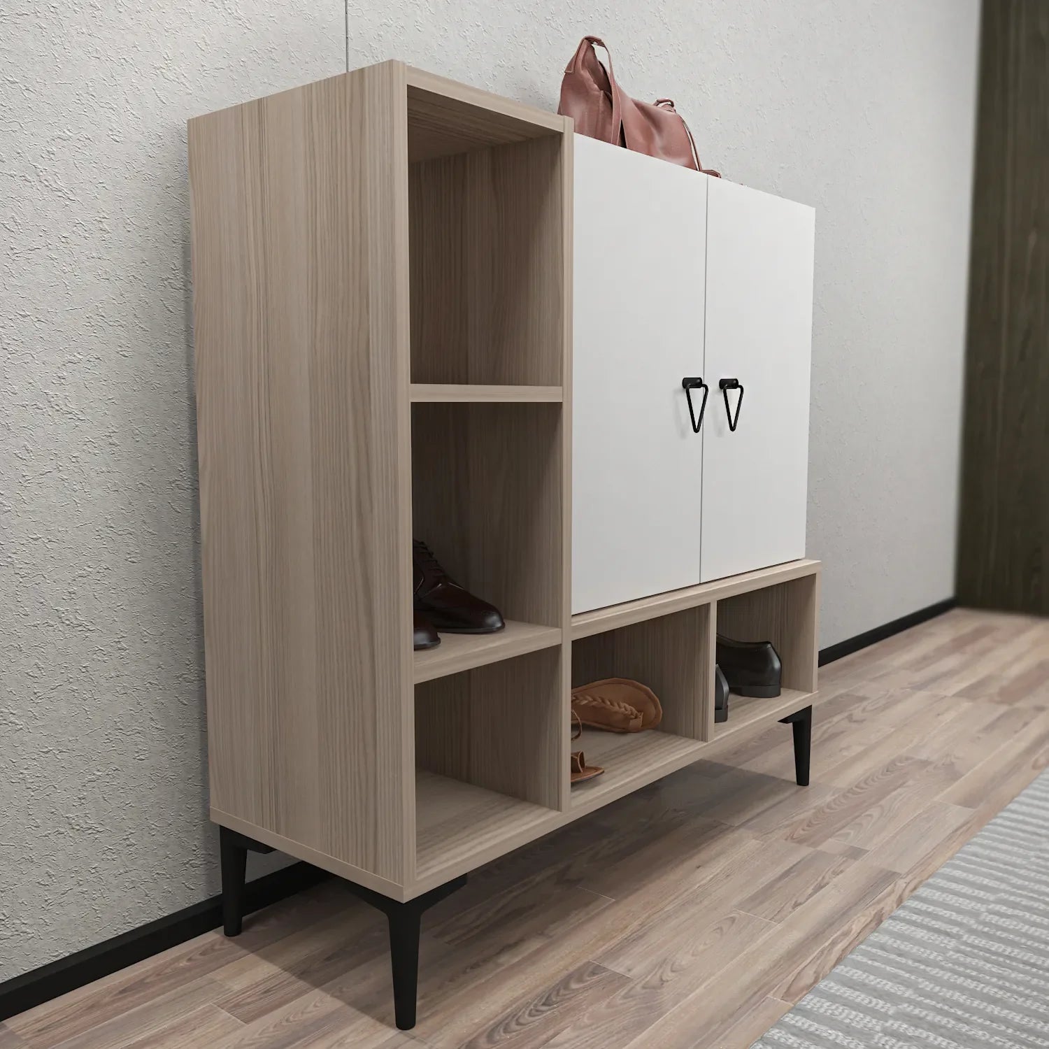 Platin Shoe Cabinet with Open Shelves, 39"