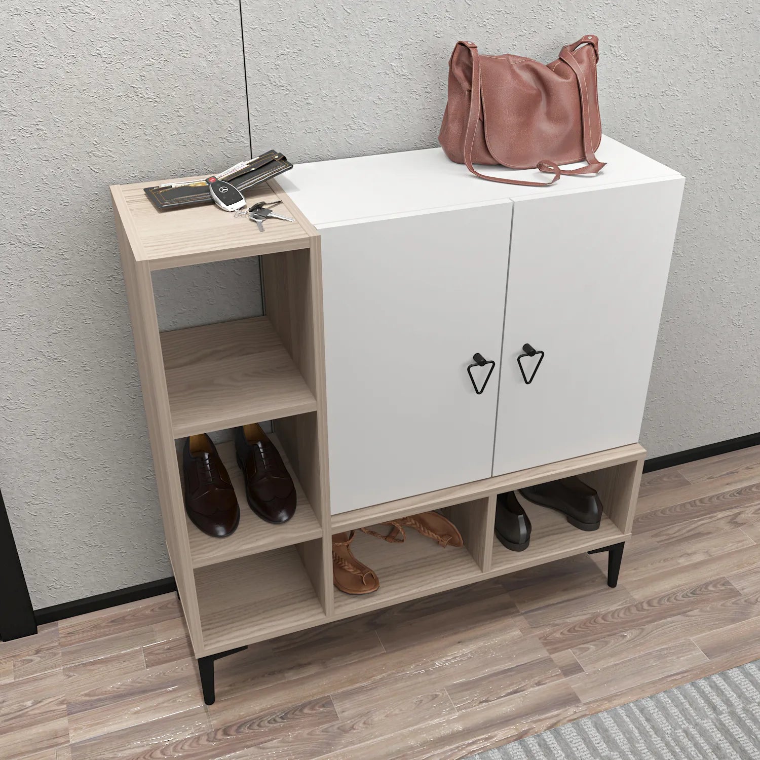 Platin Shoe Cabinet with Open Shelves, 39"