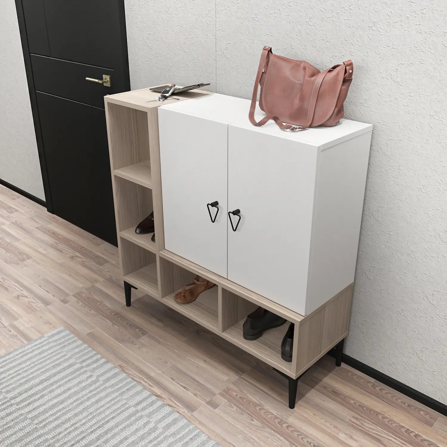 Platin Shoe Cabinet with Open Shelves, 39"