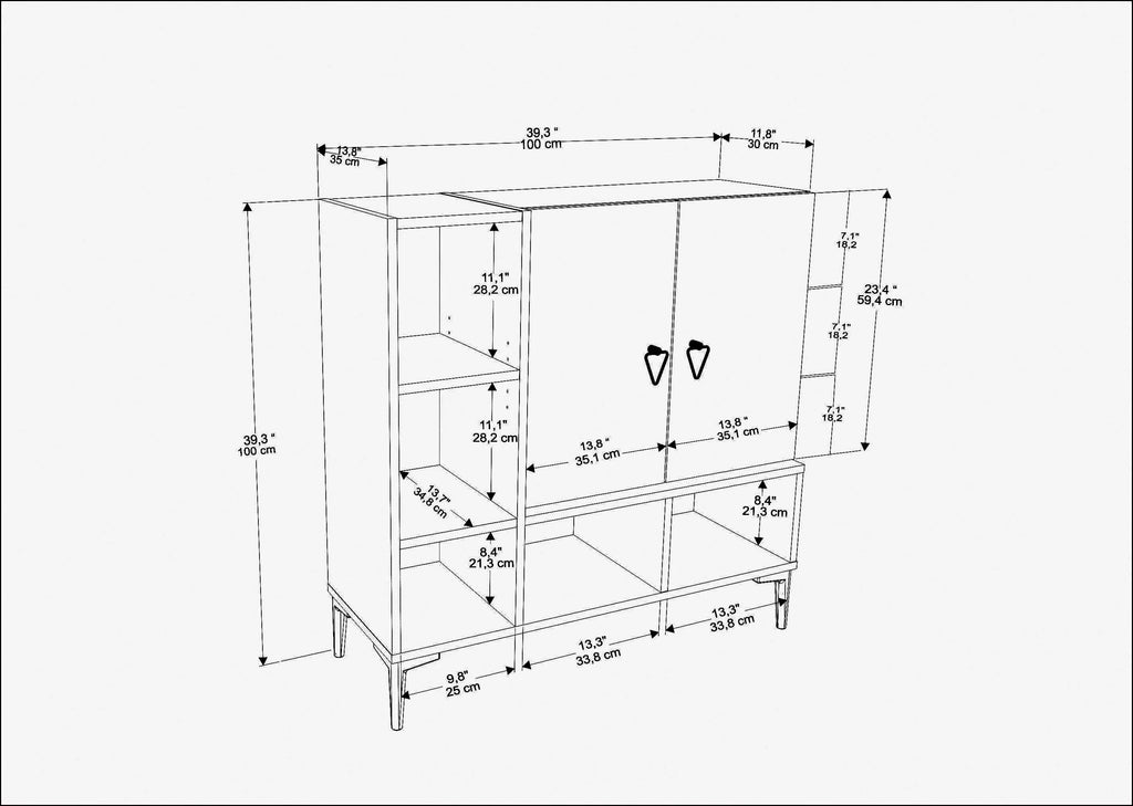 Platin Shoe Cabinet with Open Shelves, 39"