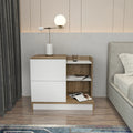 Rena Nightstand with 2 Drawers & Open Shelves