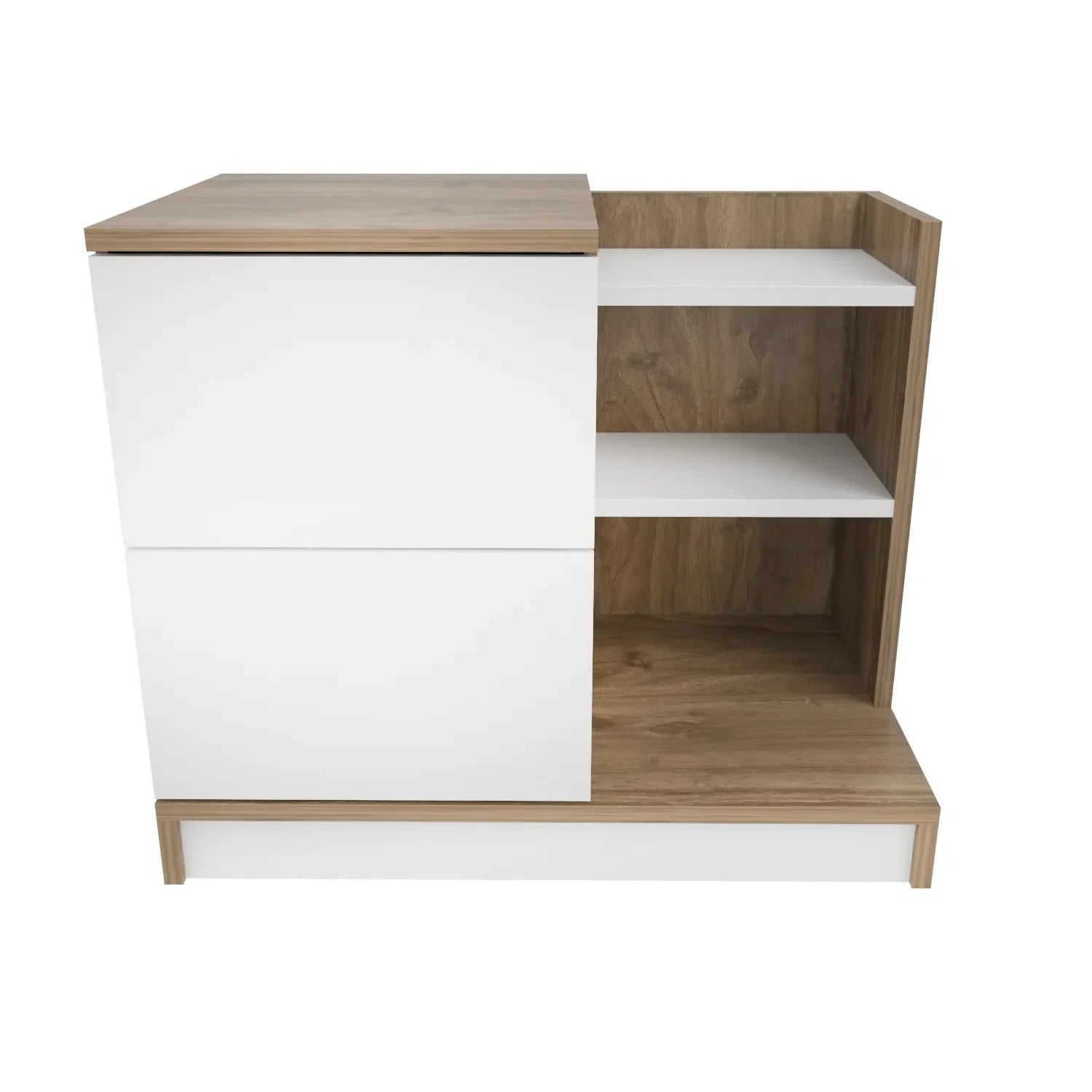 Rena Nightstand with 2 Drawers & Open Shelves