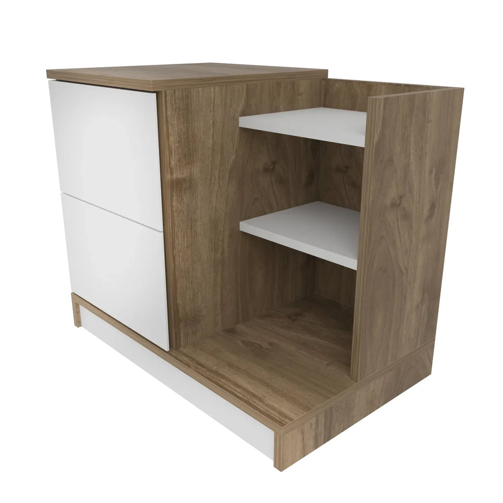 Rena Nightstand with 2 Drawers & Open Shelves