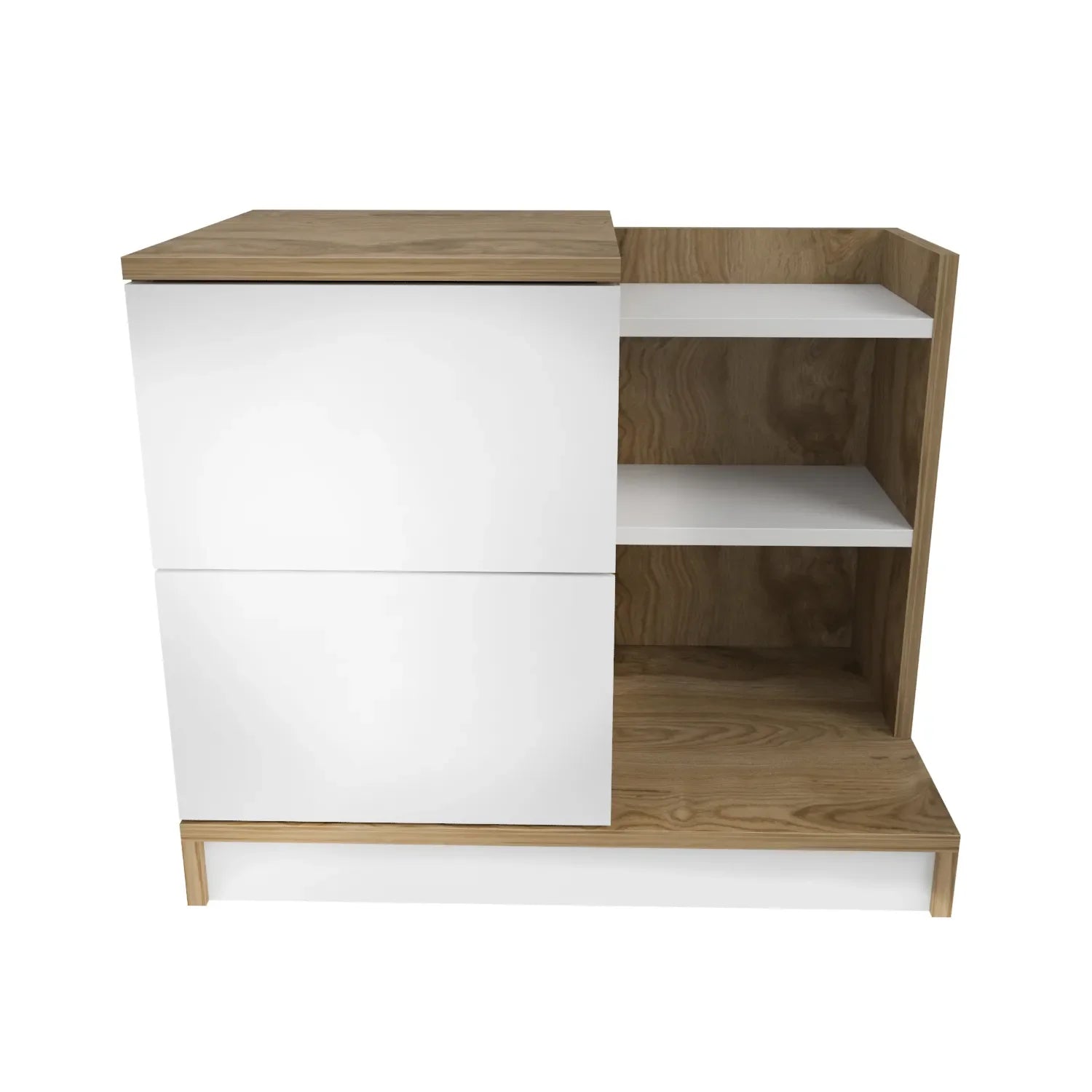 Rena Nightstand with 2 Drawers & Open Shelves