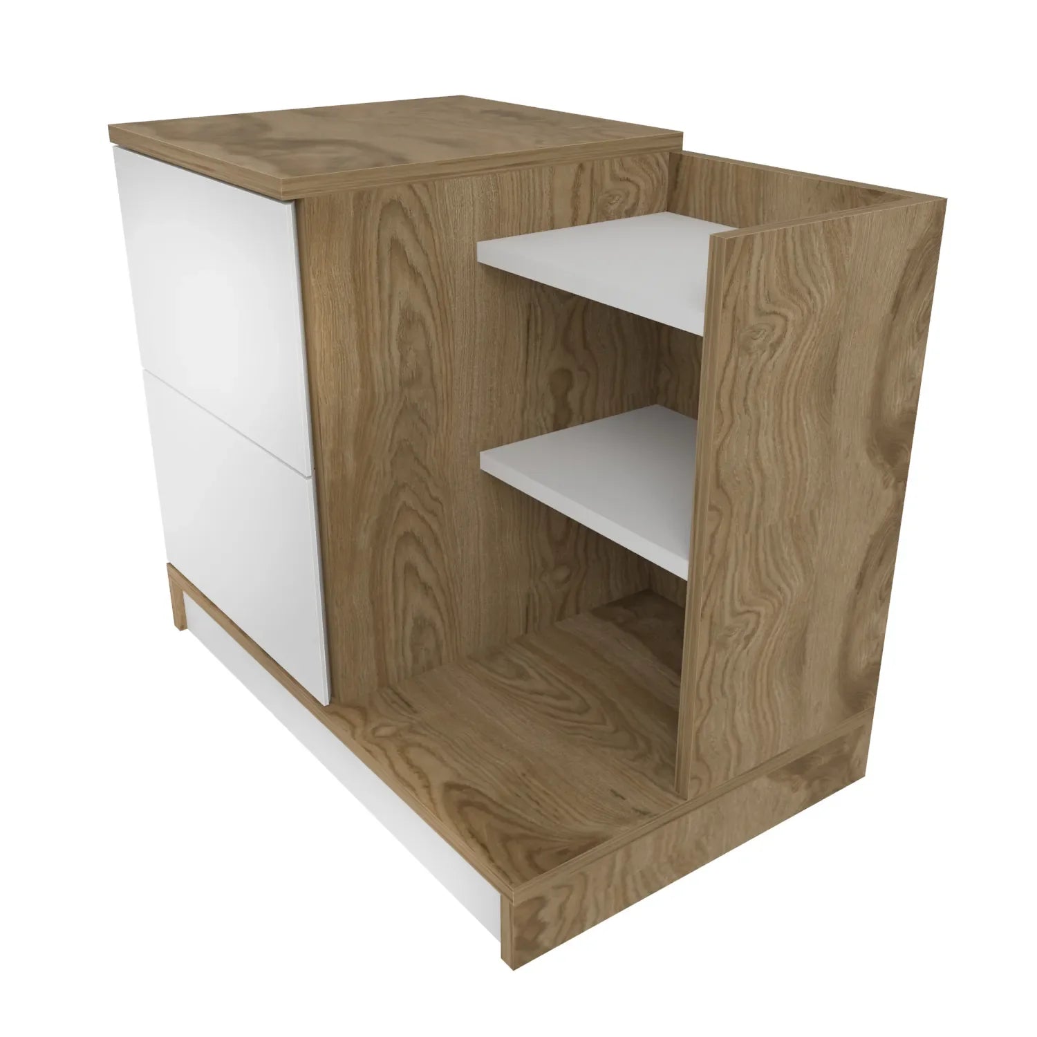 Rena Nightstand with 2 Drawers & Open Shelves