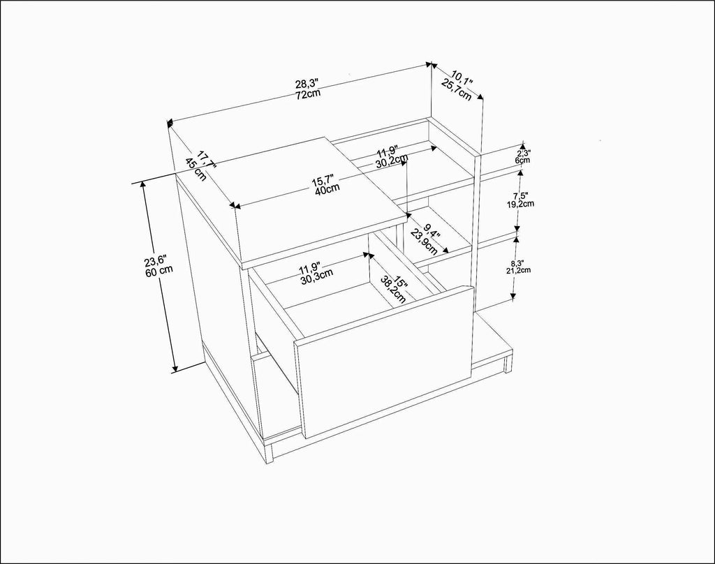 Rena Nightstand with 2 Drawers & Open Shelves