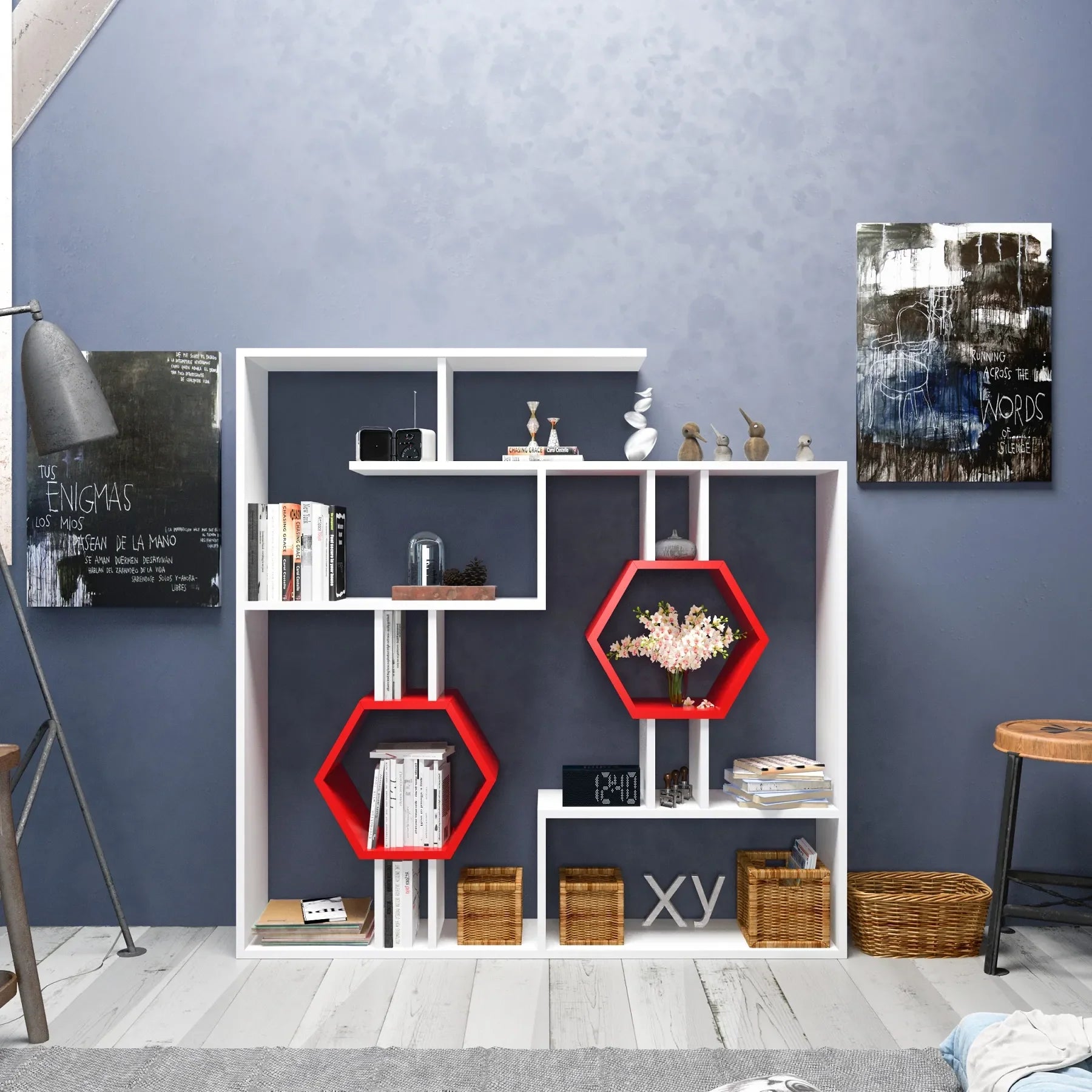 Tamara Geometric Bookcase, 53"