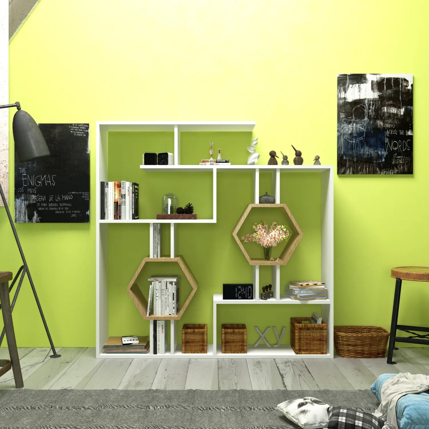 Tamara Geometric Bookcase, 53"