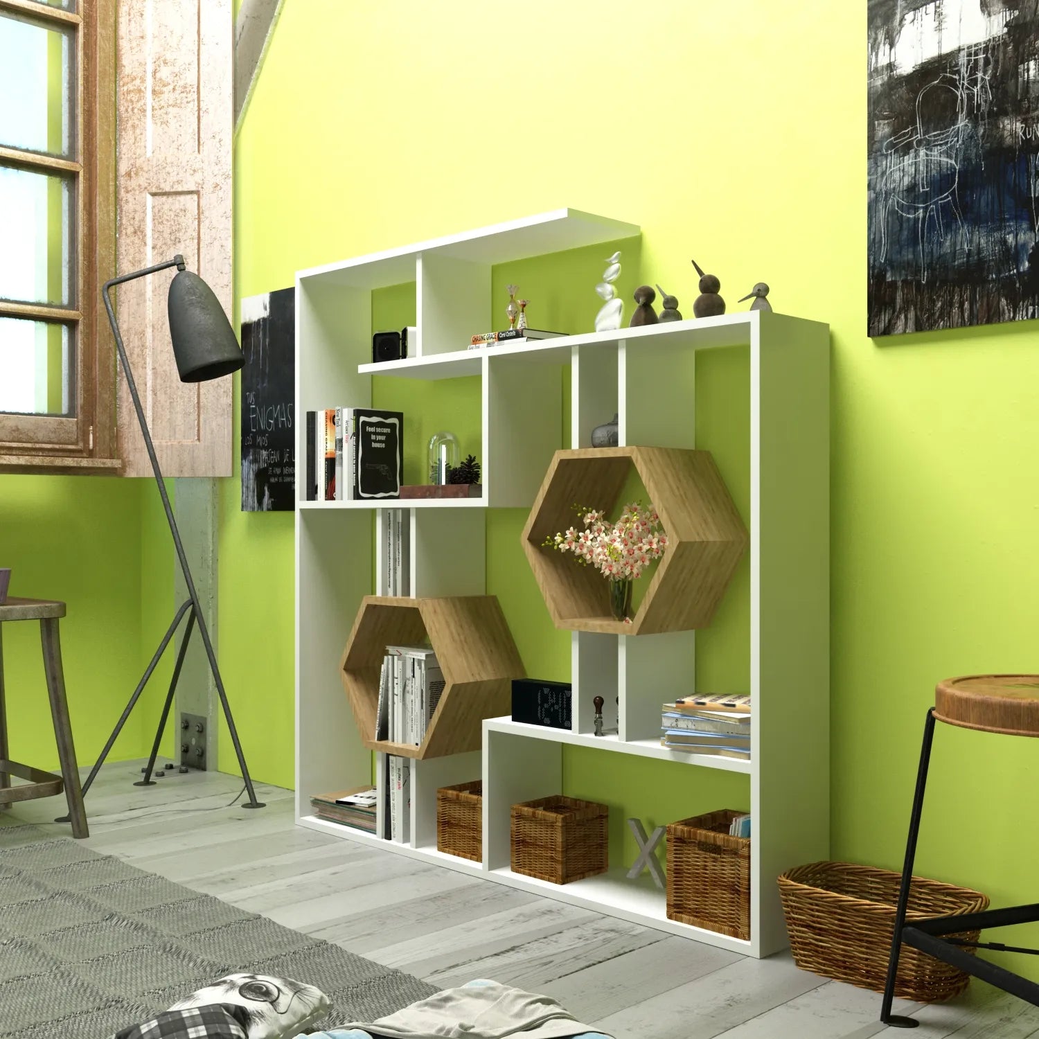 Tamara Geometric Bookcase, 53"