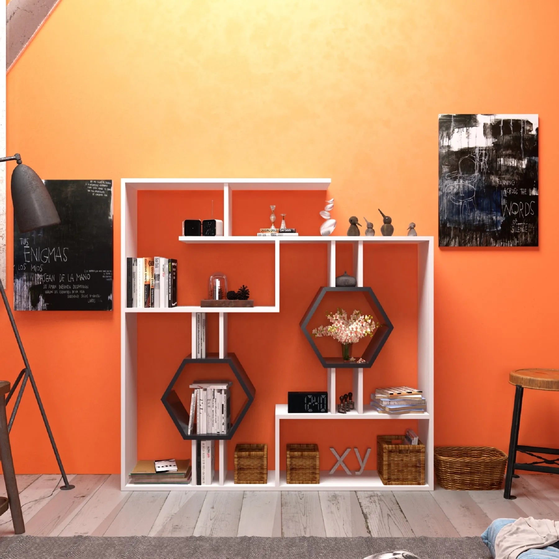 Tamara Geometric Bookcase, 53"