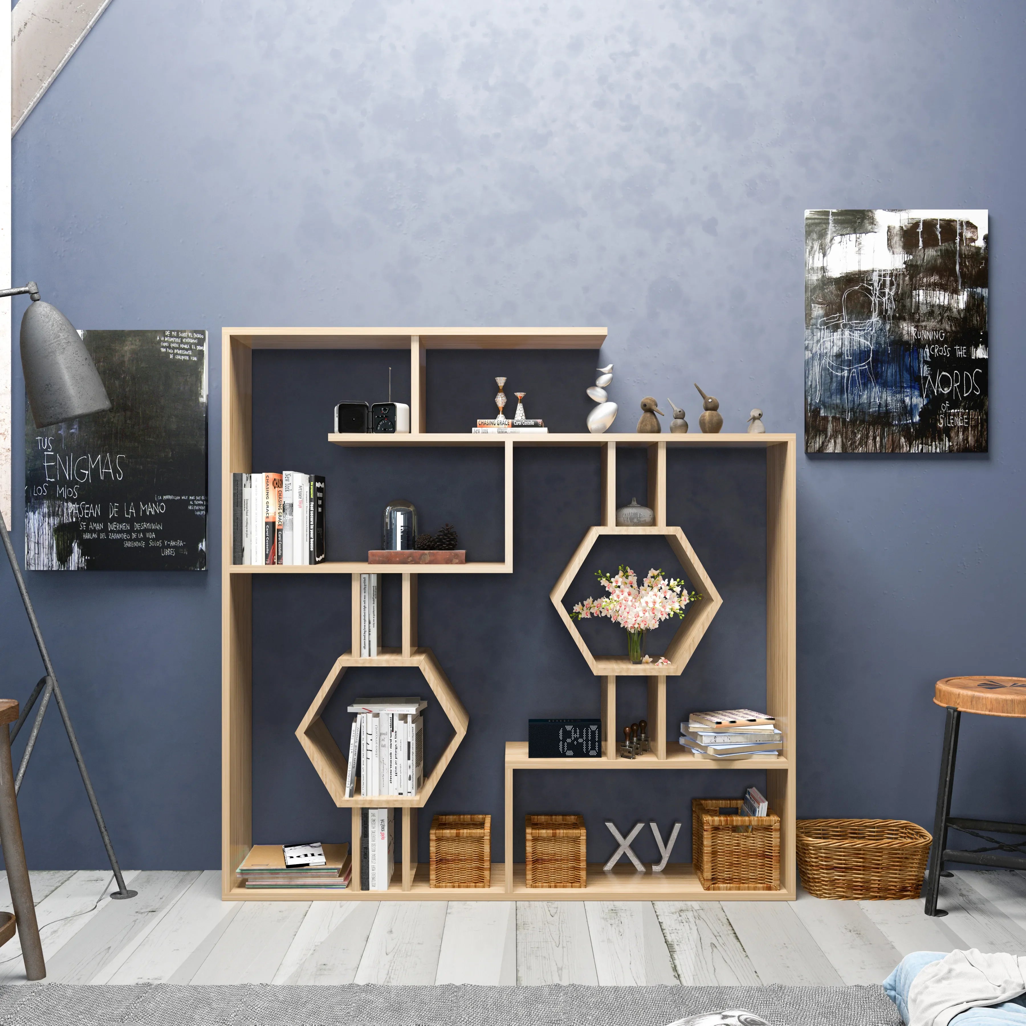 Tamara Geometric Bookcase, 53"