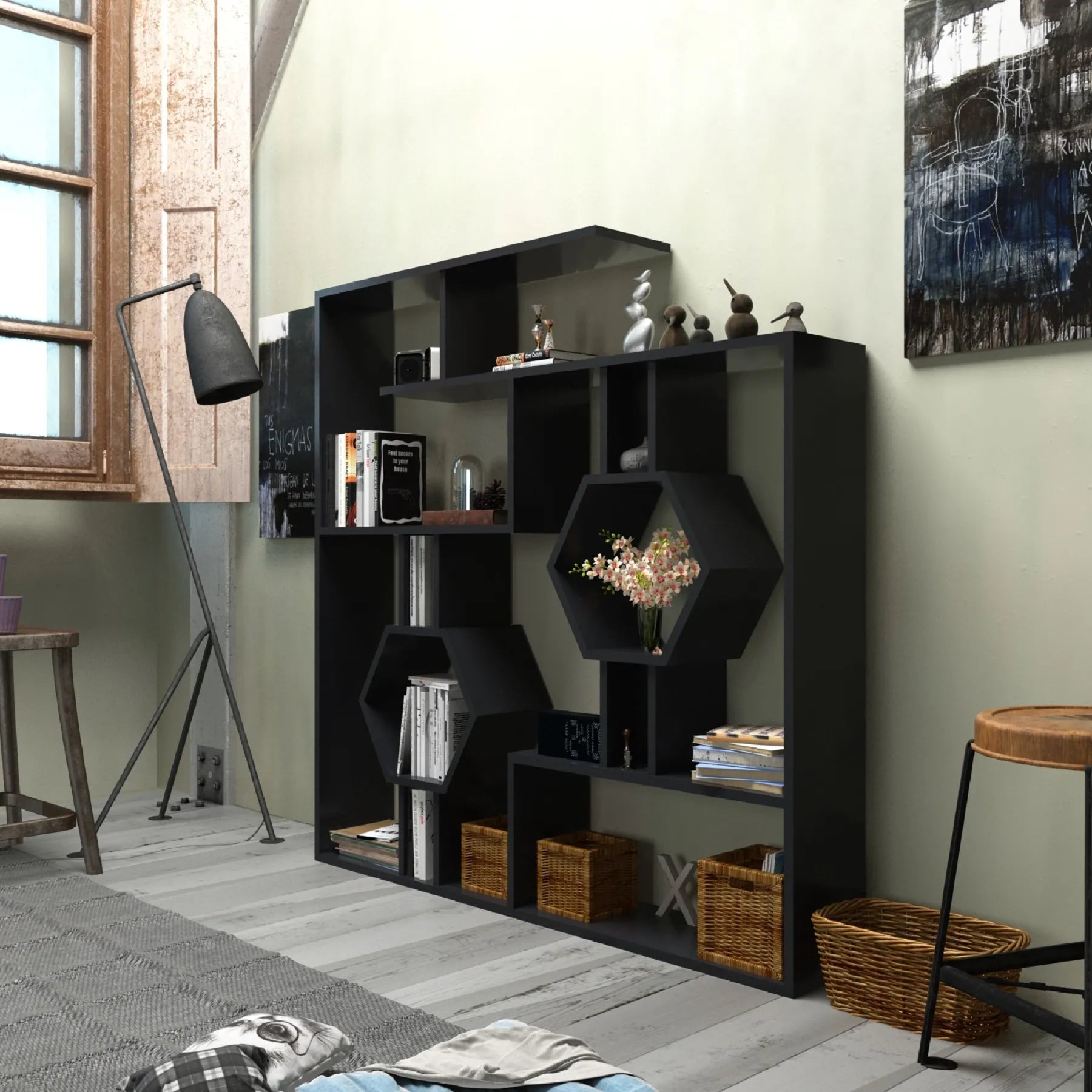 Tamara Geometric Bookcase, 53"