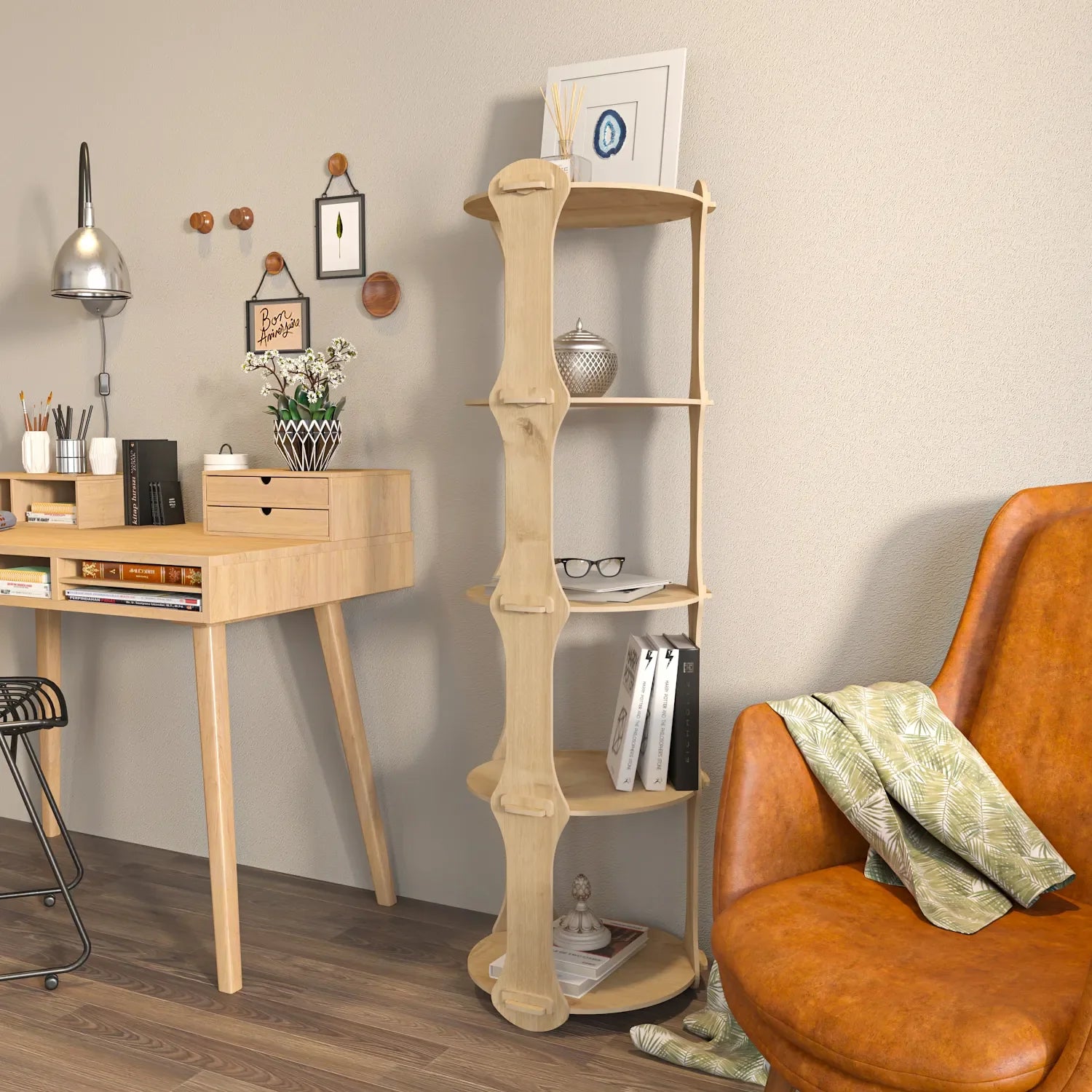 Yuvar Tall Narrow Bookcase