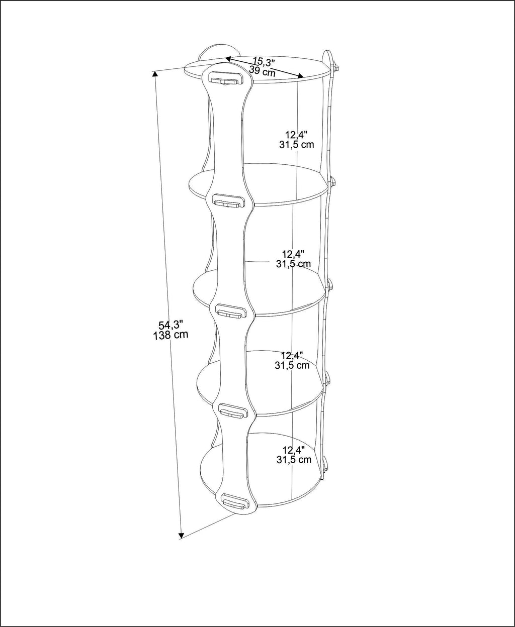 Yuvar Tall Narrow Bookcase