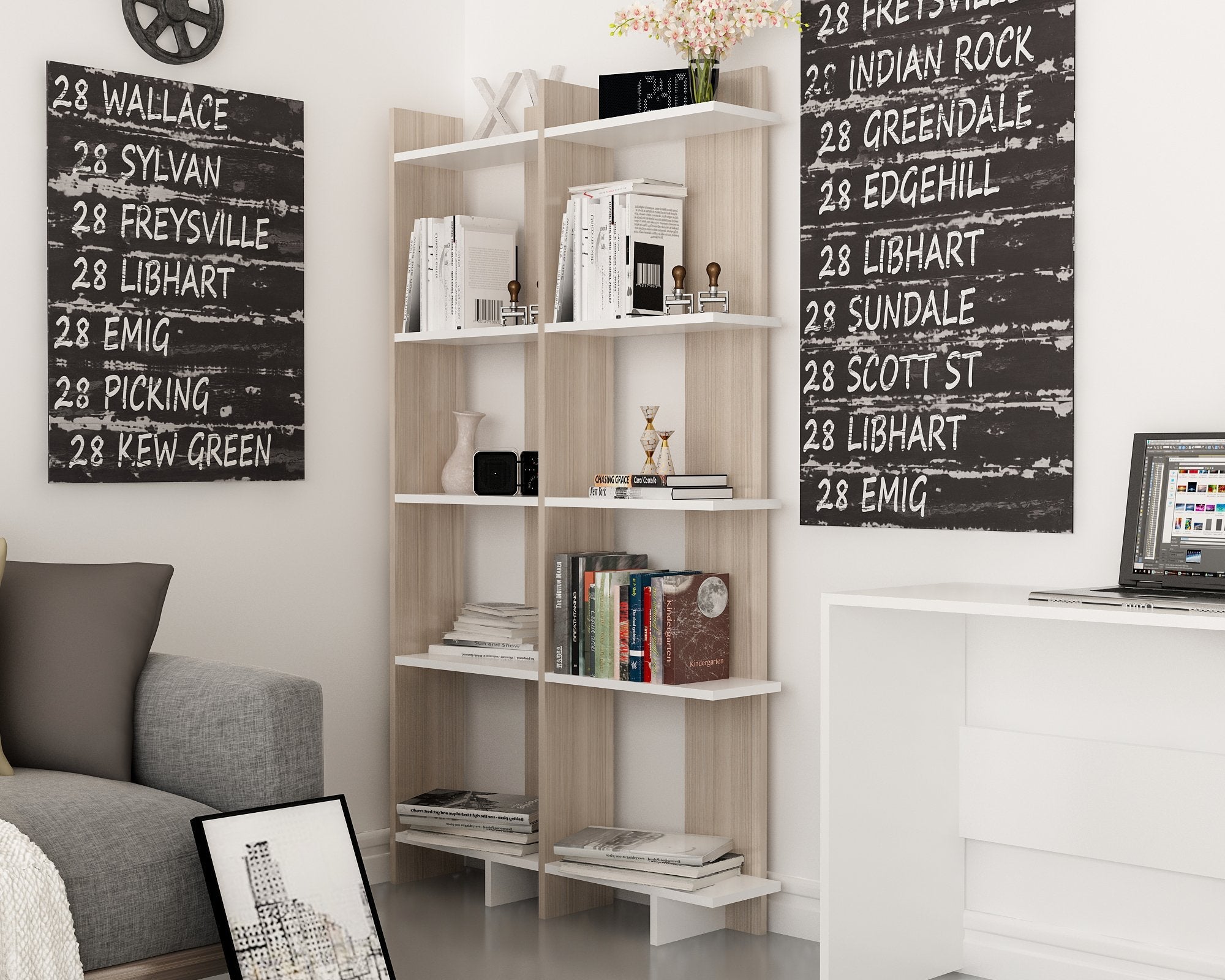 Alice 5-Tier Corner Bookcase
