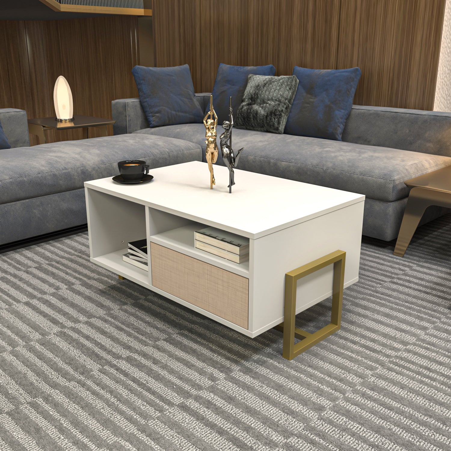 Utopia Storage Coffee Table with Cabinet, 35"