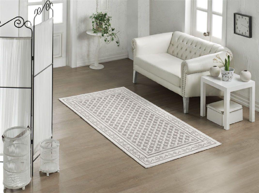 Pearl Washable Cotton Rug — Light Gray & Off-White