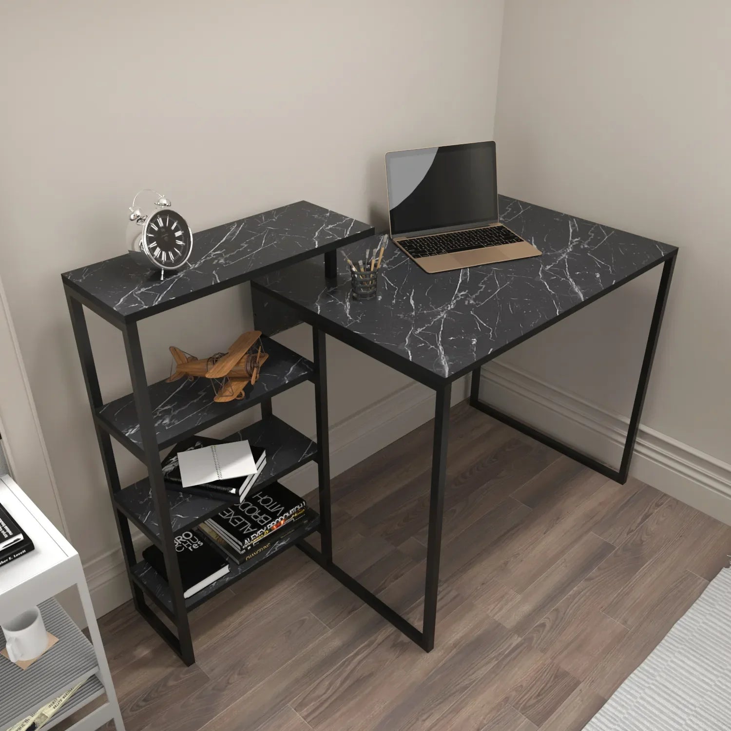 Rino 52" Desk with Built-In Bookshelf