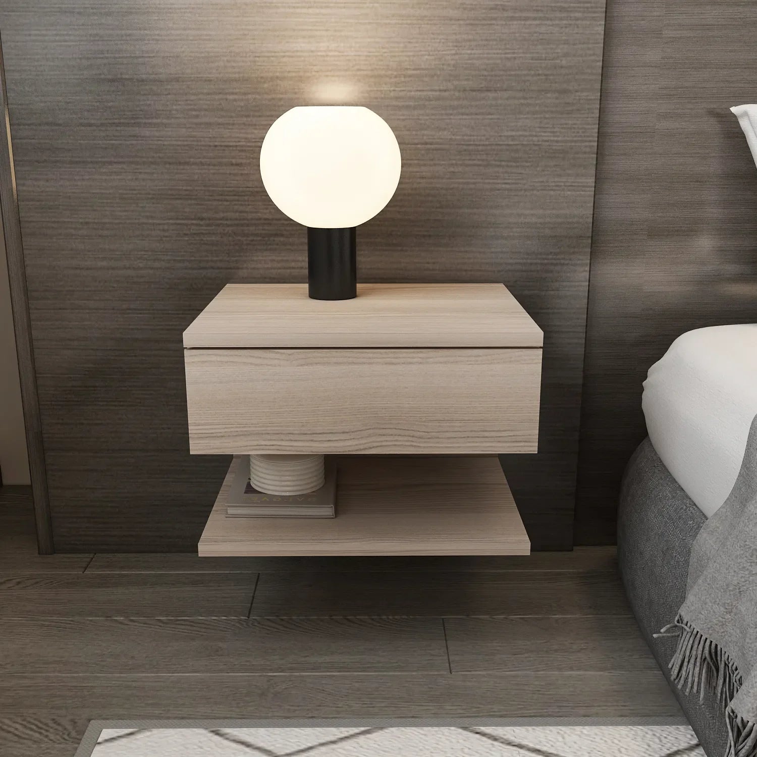 Vivid Floating Nightstand with Drawer, 18"