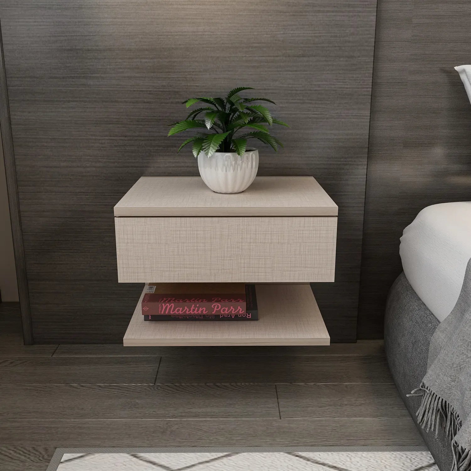 Vivid Floating Nightstand with Drawer, 18"
