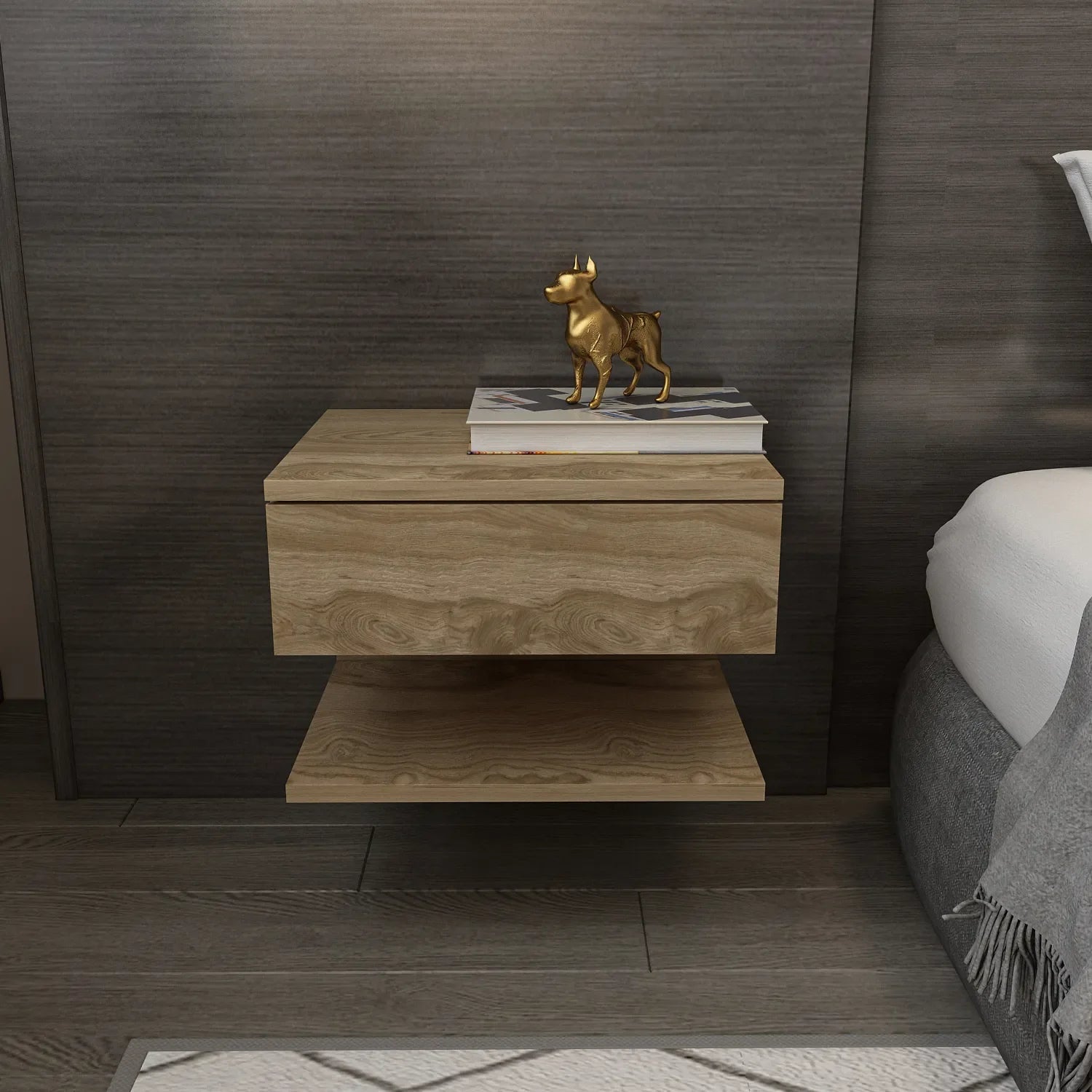 Vivid Floating Nightstand with Drawer, 18"